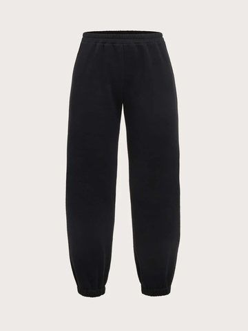 Teen Solid Black Elastic Sweatpants