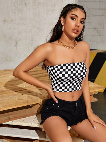 Teen Solid Multi Graphic Fittrd Tube Top