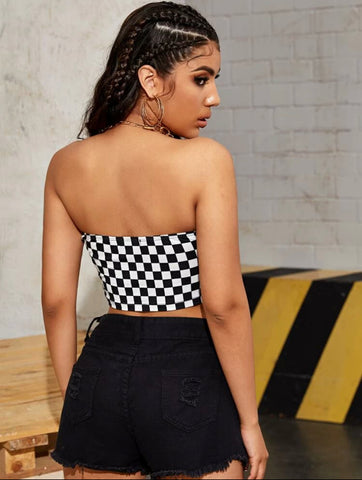 Teen Solid Multi Graphic Fittrd Tube Top