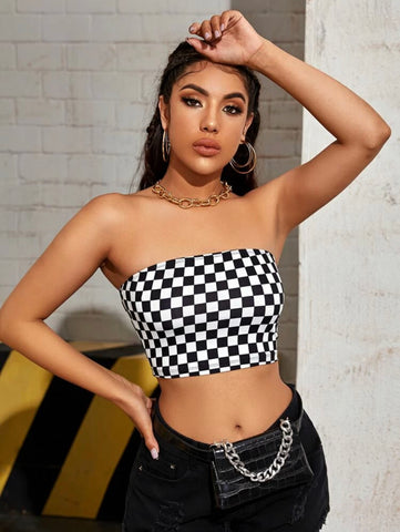 Teen Solid Multi Graphic Fittrd Tube Top