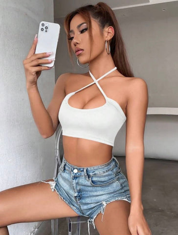 Teen Solid White Cotton Fitted Cami Top