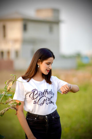 Women's White Graphic Cotton T-shirt