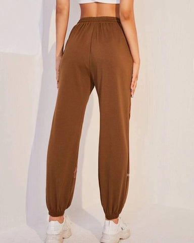 Teen Solid Coffee Brown Elastic Bottom Sweatpant