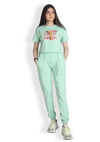 Women's Mint Green Cotton Sweatpant