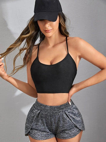 Teen Solid Black Fitted Cami Top