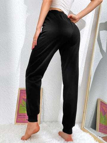 Teen Solid Black Without Pockets Sweatpant
