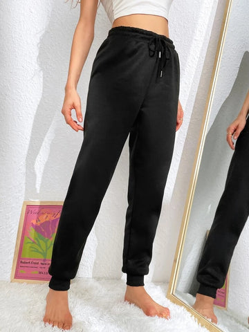 Teen Solid Black Without Pockets Sweatpant