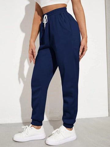 Teen Solid Navy Blue Elastic Bottom Sweatpant