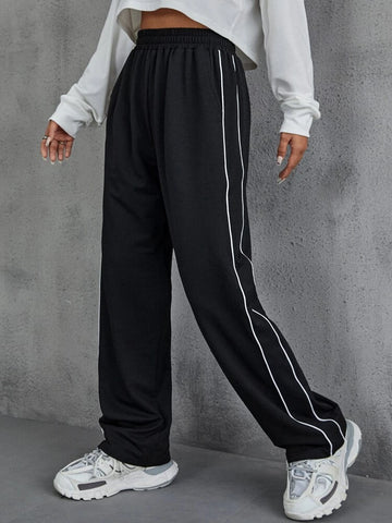 Teen Solid Black Drawstring Jogger Pant