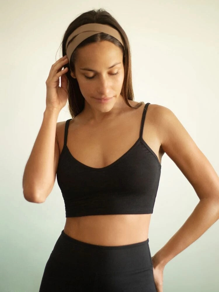 Teen Solid Black Fitted Cami Top