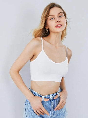 Teen Solid White Fitted Cami Top