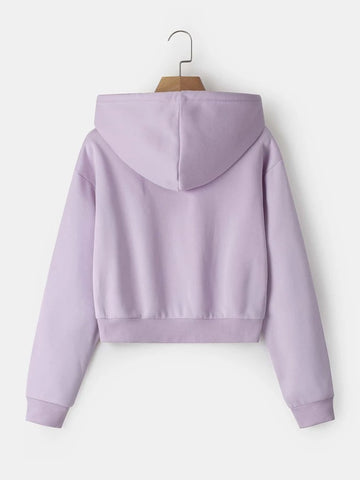 Teen Solid Lilac Drawstring Crop Hoodie