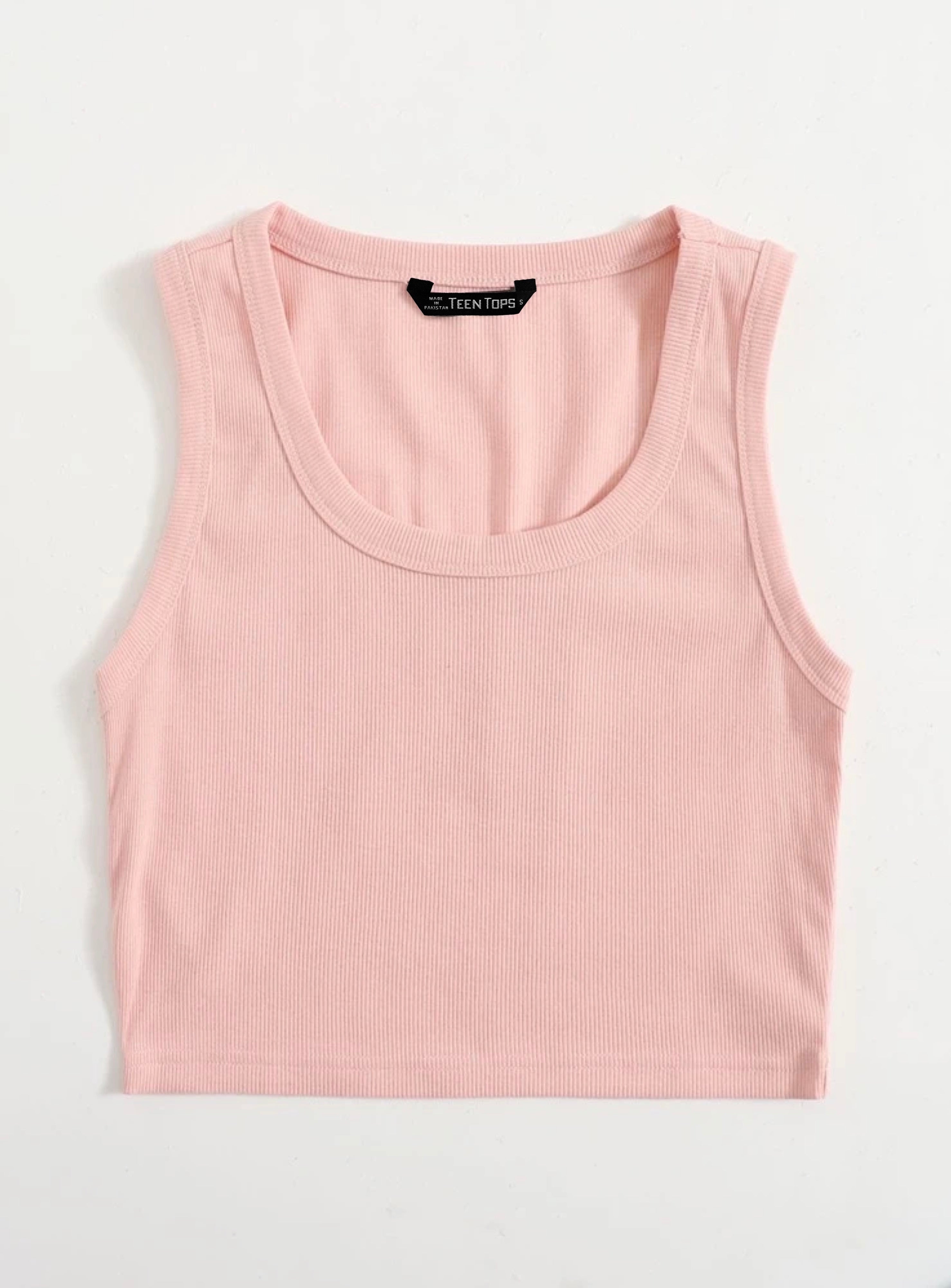 Teen Solid Scoop Neck Rib Fitted Tank Top