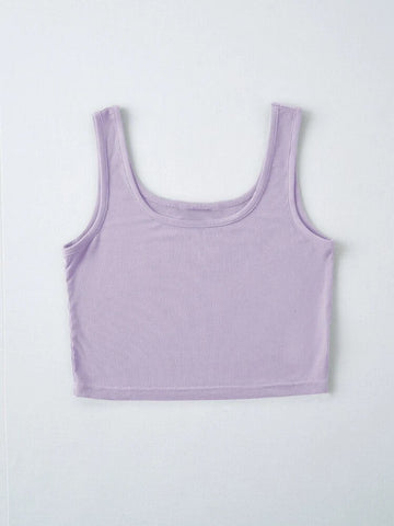 Teen Solid Lilac Rib Fitted Tank Top