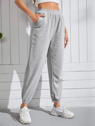 Teen Solid H.Grey Elastic Bottom Sweatpant