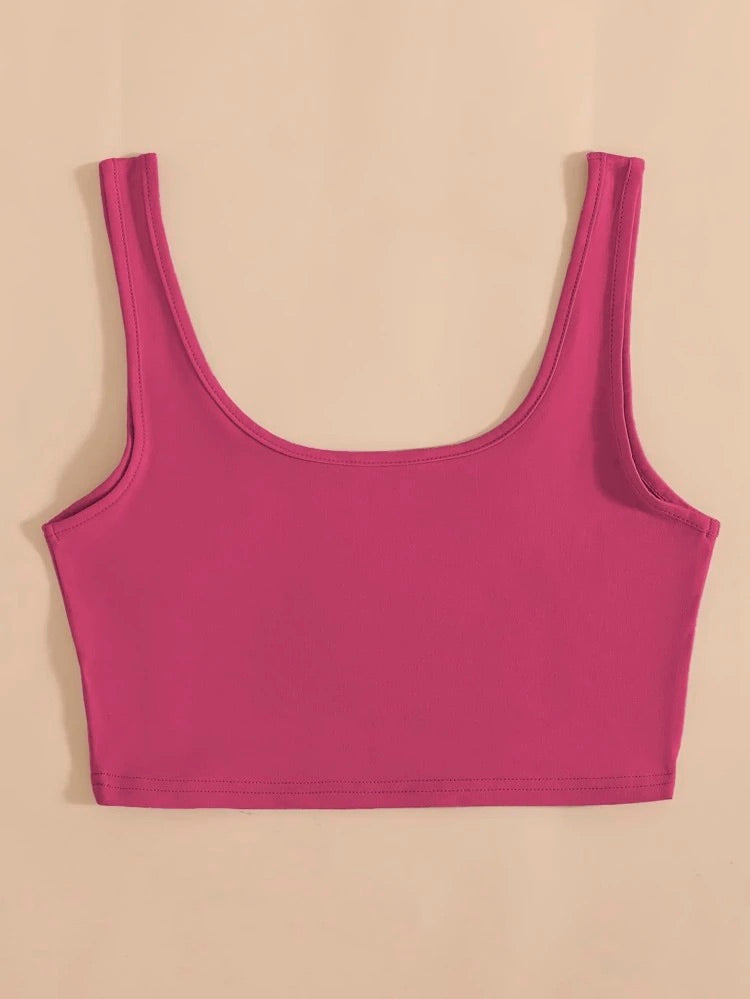 Teen Solid D.Pink Fitted Tank Top
