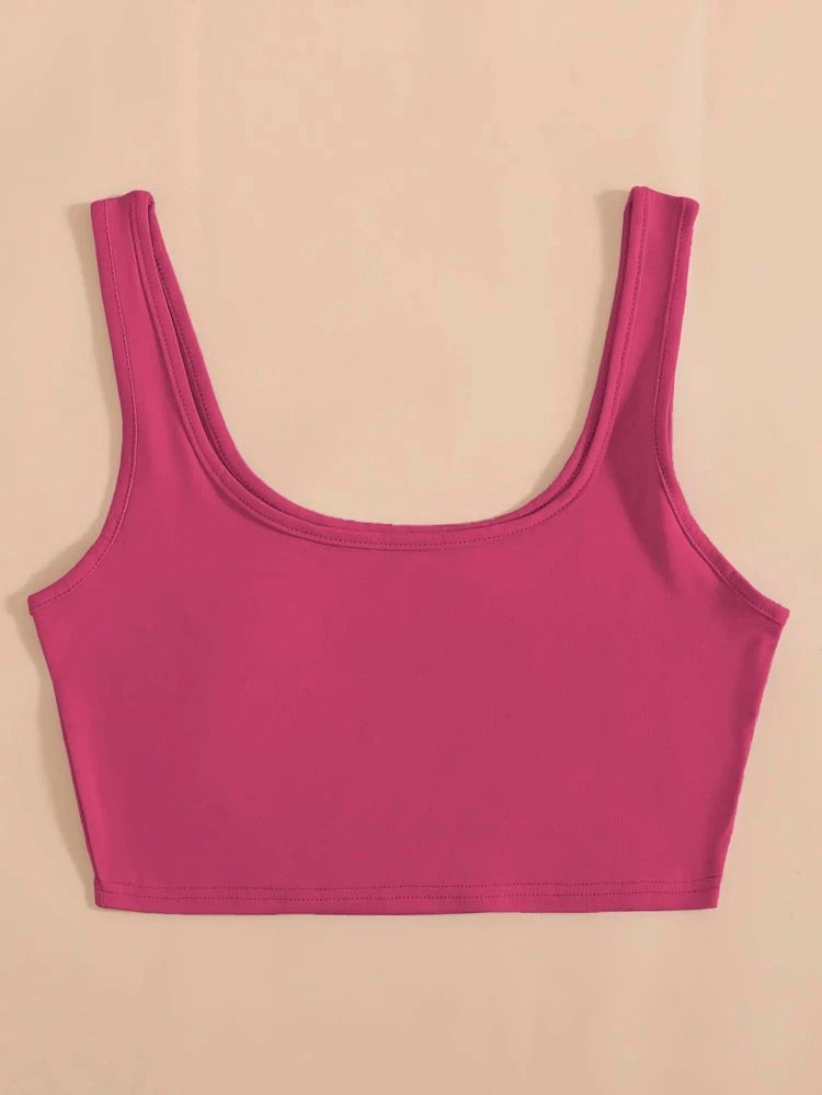 Teen Solid D.Pink Fitted Tank Top