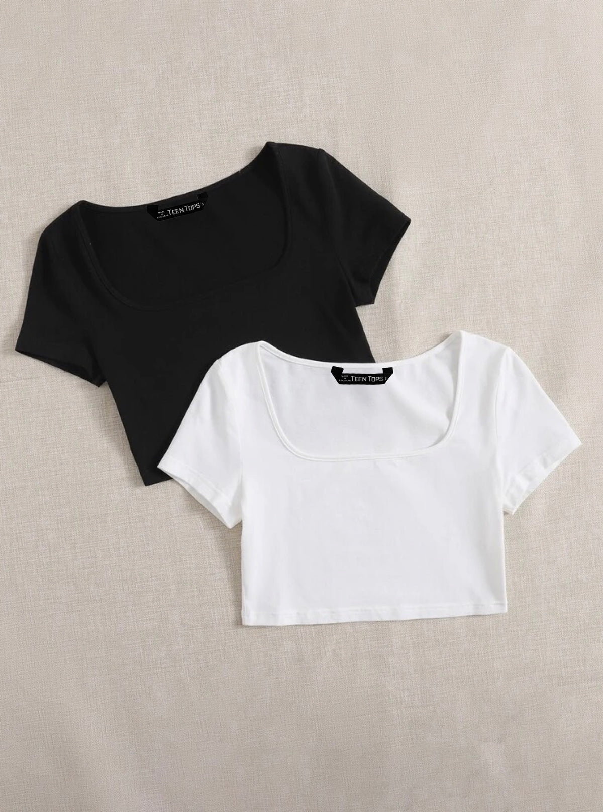Teen Solid Pack of 2 Cotton Fitted Crop Top