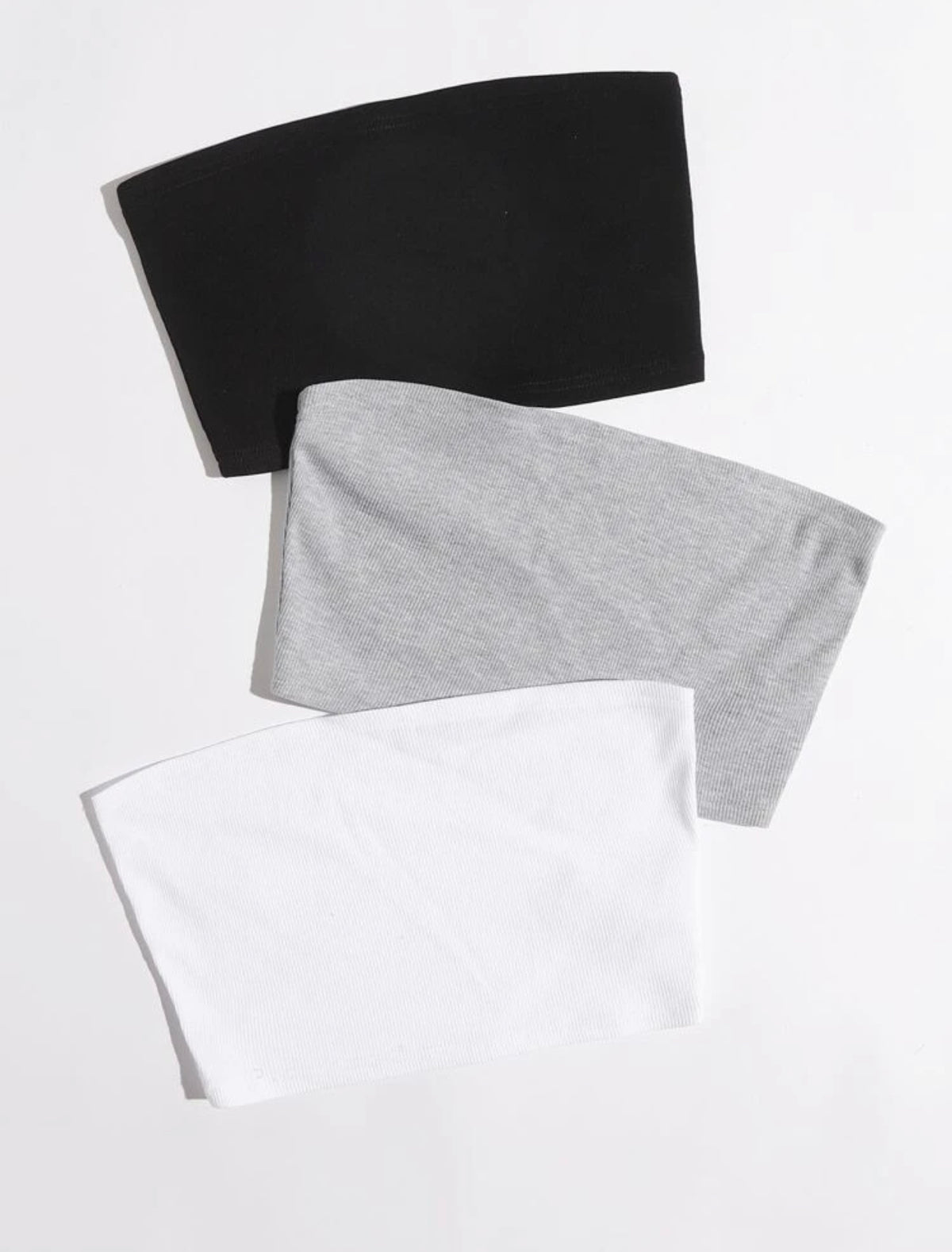 Teen Solid Pack of 3 Rib Fitted Tube Tops