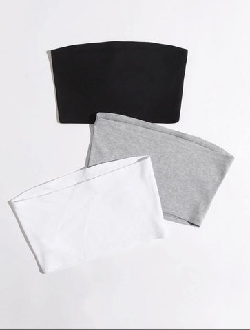 Teen Solid Pack of 3 Rib Fitted Tube Tops