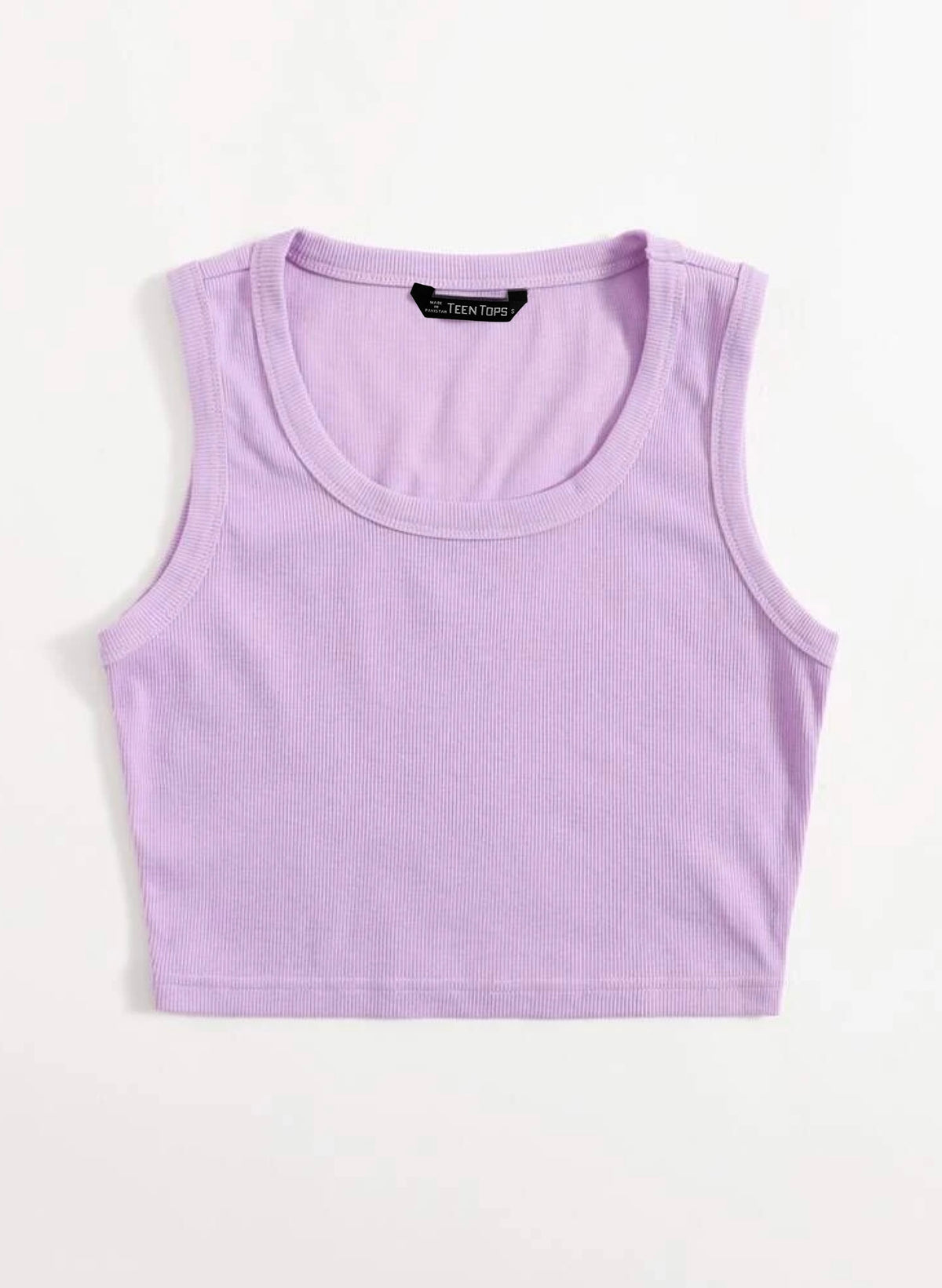 Teen Solid Lilac Scoop Neck Rib Fitted Tank Top