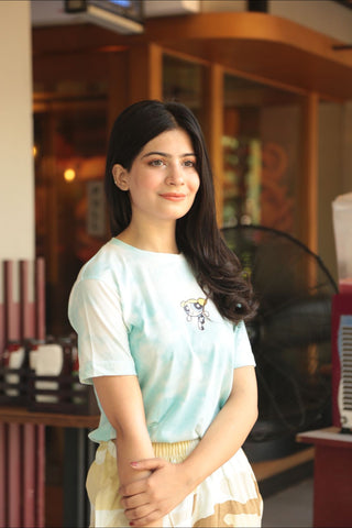 Teen Solid Mint Blue Tye & Dye Tee