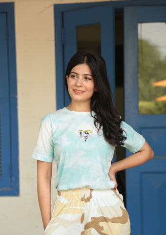 Teen Solid Mint Blue Tye & Dye Tee