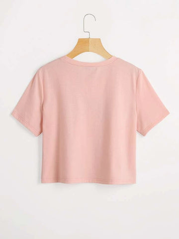 Teen Coral Pink Cotton California Crop Top