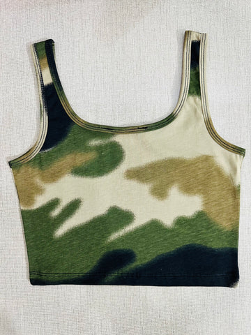 Teen Solid Camo Dye Fitted Tank Top