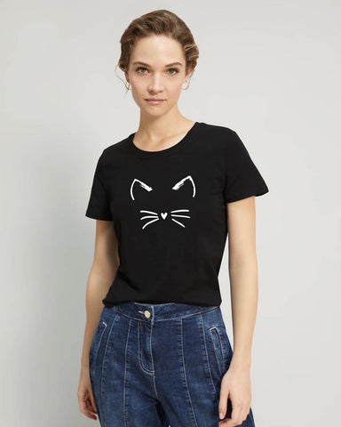 Teen Black Cotton Graphic T-shirt