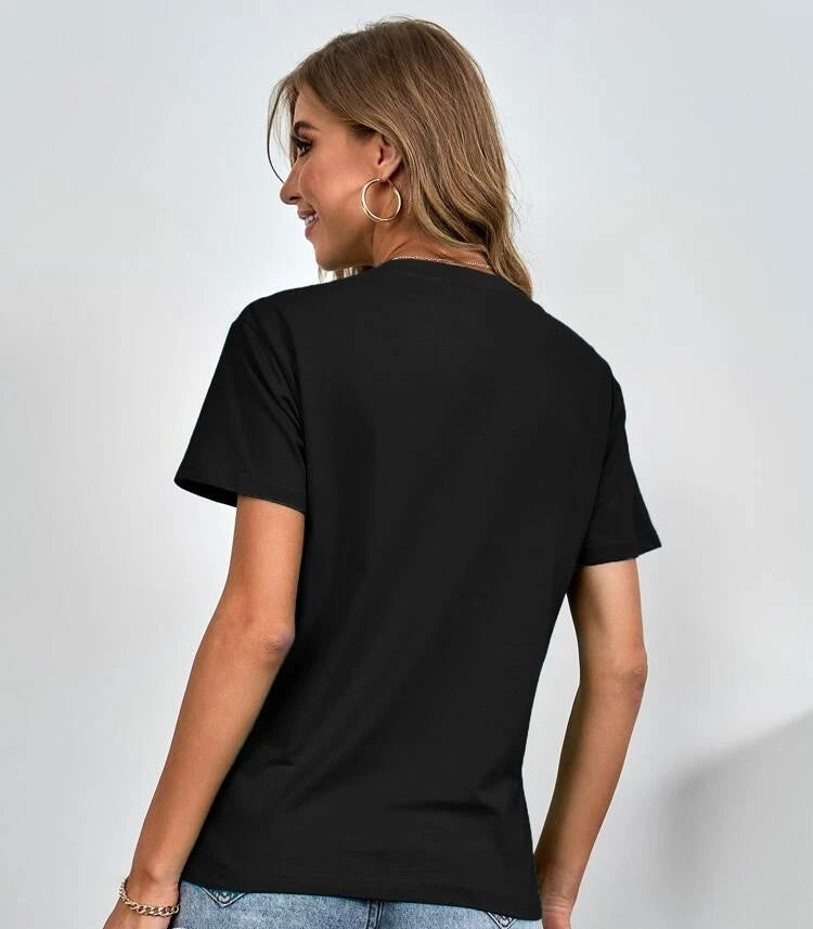 Teen Solid Black Cotton T-shirt
