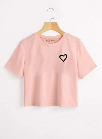 Teen Coral Pink Cotton Angel Crop Top