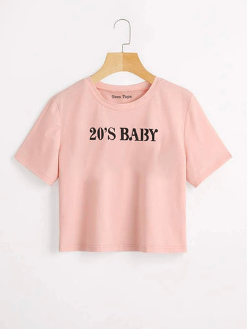 Teen Coral Pink Cotton 20'S Baby Crop Top