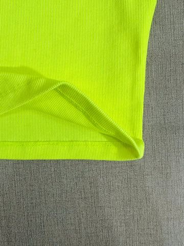 Teen Solid Neon Scoop Neck Rib Fitted Tank Top