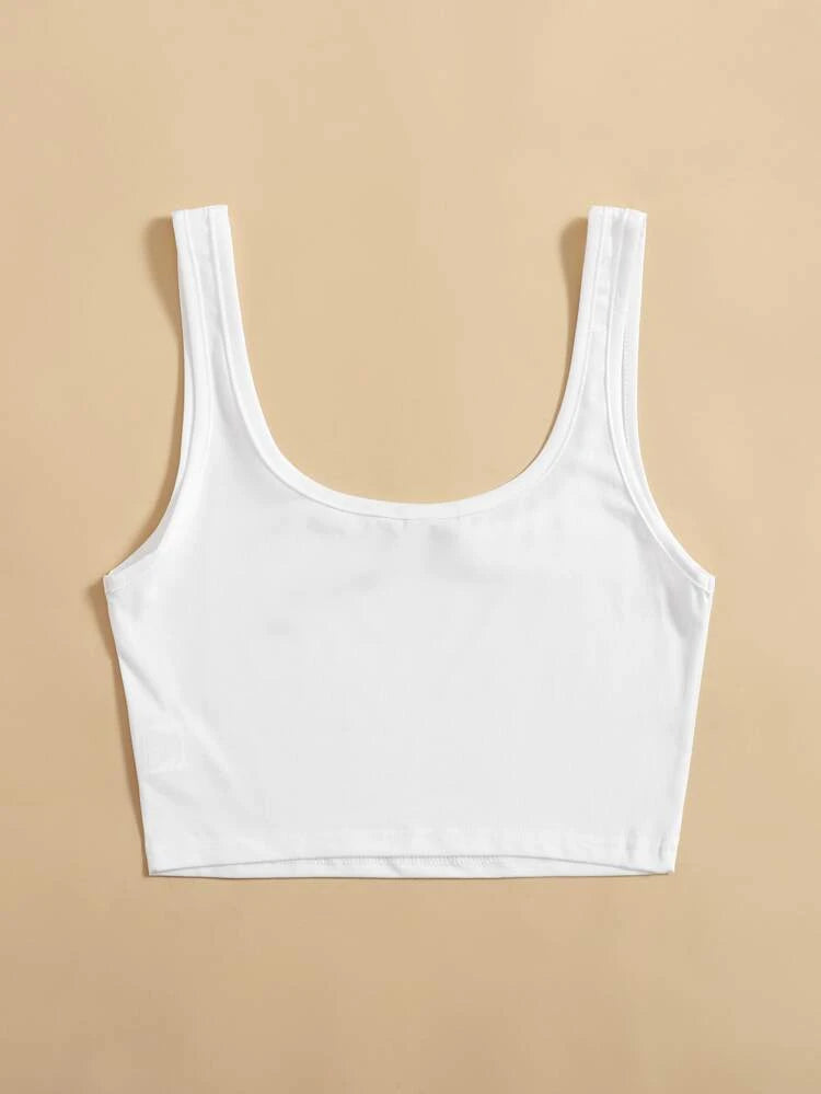 Teen Solid White Cotton Fitted Tank Top