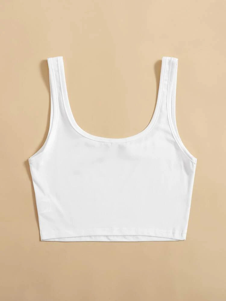Teen Solid White Cotton Fitted Tank Top