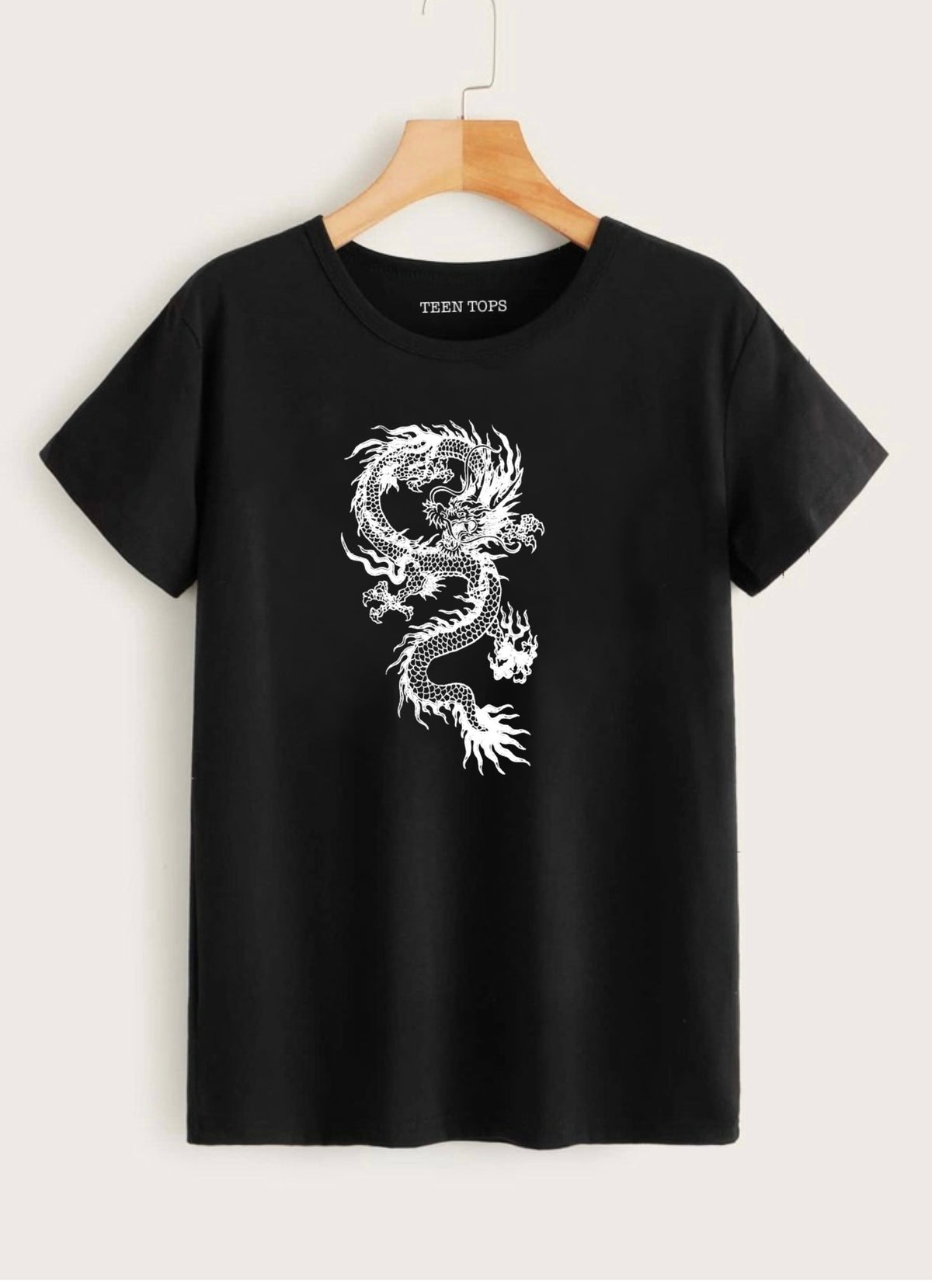 Teen Black Cotton Dragon T-shirt