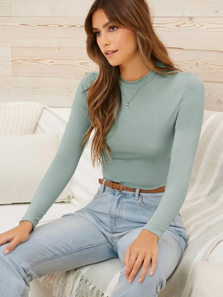 Teen Mint Green Fitted Crop Top
