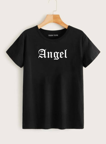 Teen Black Cotton Graphic T-shirt