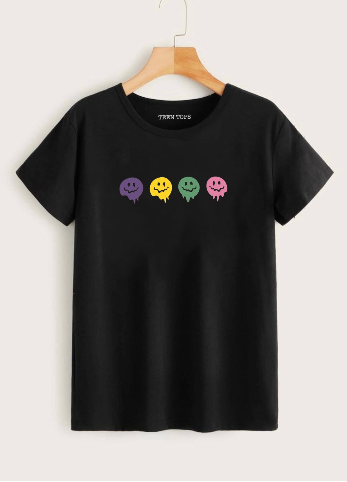 Teen Black Cotton Graphic T-shirt