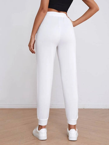 Teen White Cotton Slim Fit Sweatpant