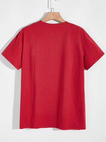 Teen Red Cotton Graphic T-shirt