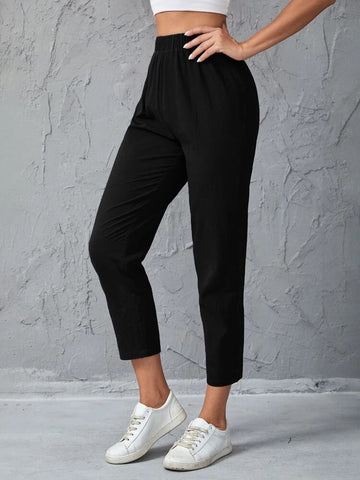 Teen Solid Black Cotton Trouser