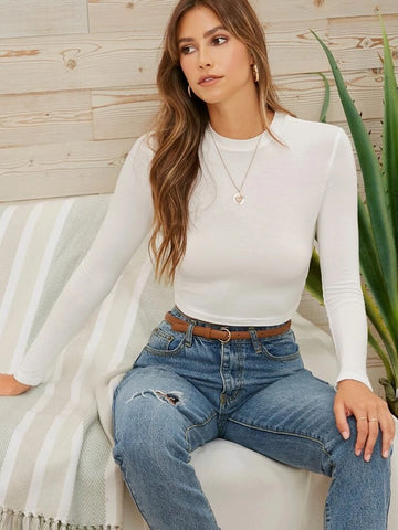 Teen Solid White Fitted Crop Top