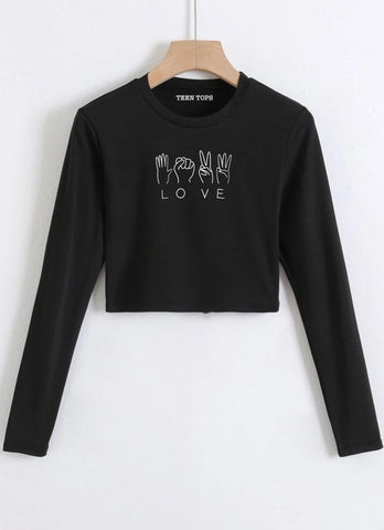 Teen Red Cotton Graphic Crop Top