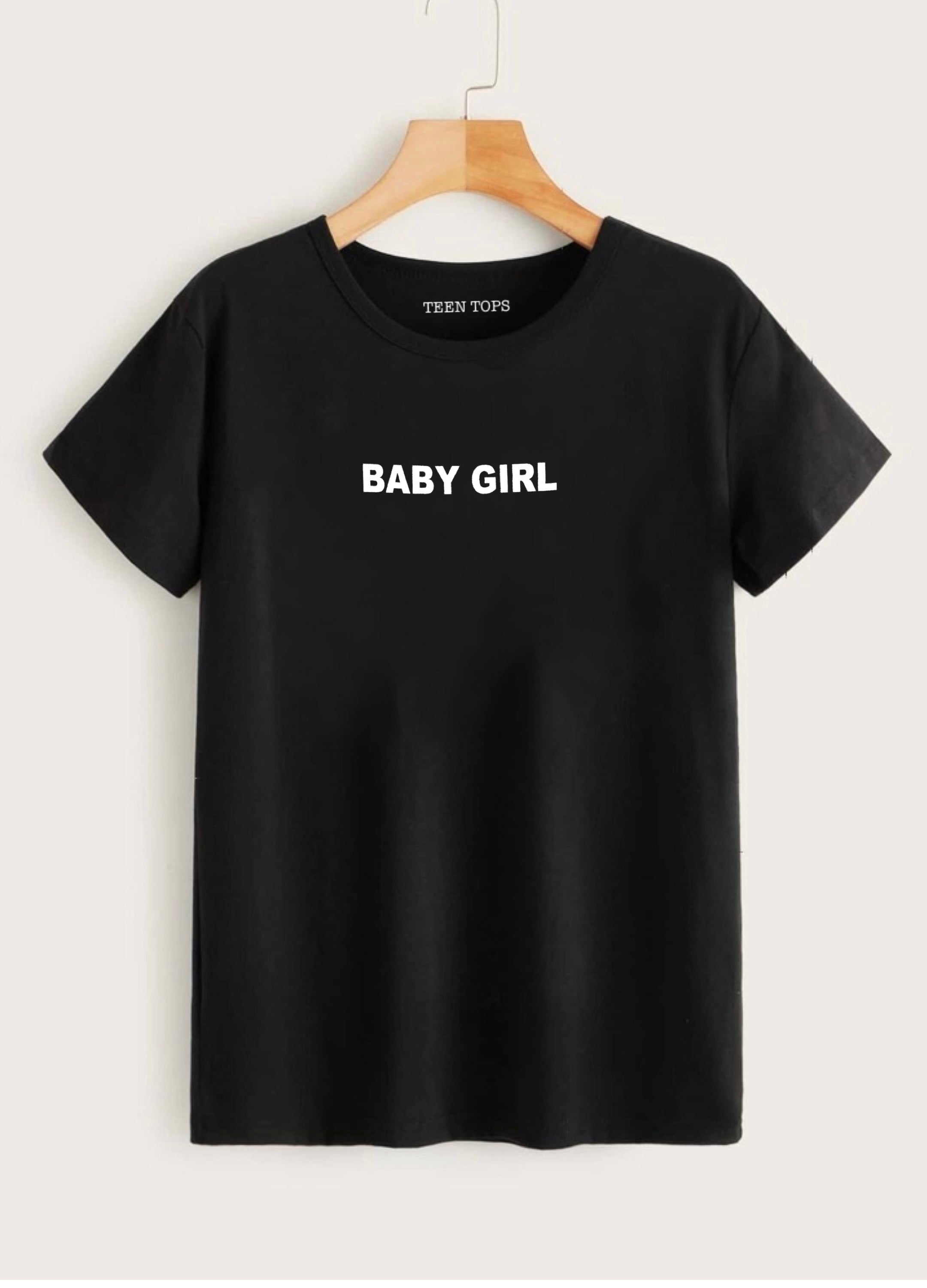 Teen Black Cotton Baby Girl T-shirt