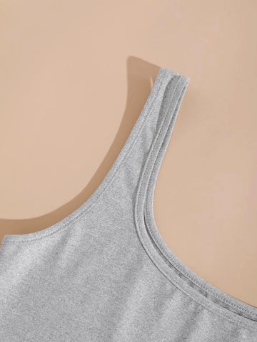 Teen Solid Grey Fitted Tank Top