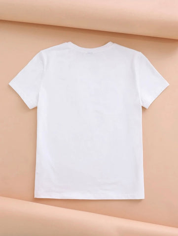 Teen White Cotton Graphic T-shirt