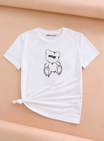 Teen White Cotton Graphic T-shirt