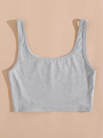 Teen Solid Grey Fitted Tank Top